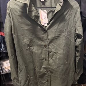 LuLaRoe Olive Green Button-Up Shirt